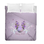 Happy Easter, Easter Egg With Flowers In Soft Violet Colors Duvet Cover Double Side (Full/ Double Size)