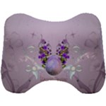Happy Easter, Easter Egg With Flowers In Soft Violet Colors Head Support Cushion