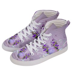 Happy Easter, Easter Egg With Flowers In Soft Violet Colors Men s Hi-top Skate Sneakers