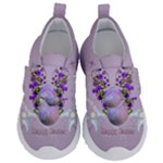 Happy Easter, Easter Egg With Flowers In Soft Violet Colors Kids  Velcro No Lace Shoes