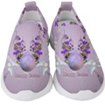 Happy Easter, Easter Egg With Flowers In Soft Violet Colors Kids  Slip On Sneakers