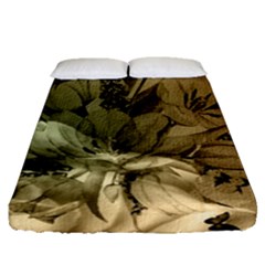 Wonderful Floral Design With Butterflies Fitted Sheet (queen Size) by FantasyWorld7