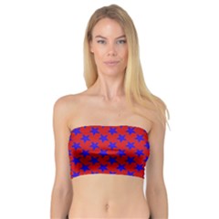 Blue Stars Pattern On Red Bandeau Top by BrightVibesDesign