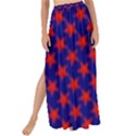 Red Stars Pattern On Blue Maxi Chiffon Tie-Up Sarong View1