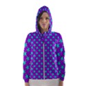 Turquoise Stars Pattern On Purple Women s Hooded Windbreaker View1