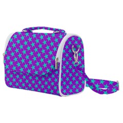 Turquoise Stars Pattern On Purple Satchel Shoulder Bag by BrightVibesDesign