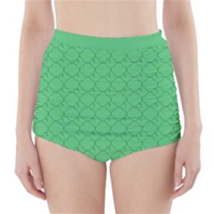 Clover Quatrefoil Pattern High-waisted Bikini Bottoms by emilyzragz