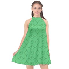 Clover Quatrefoil Pattern Halter Neckline Chiffon Dress  by emilyzragz