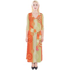Ring Kringel Background Abstract Red Quarter Sleeve Wrap Maxi Dress