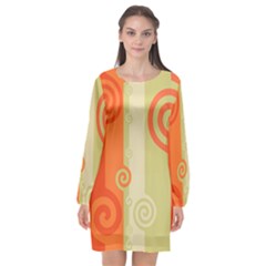 Ring Kringel Background Abstract Red Long Sleeve Chiffon Shift Dress 