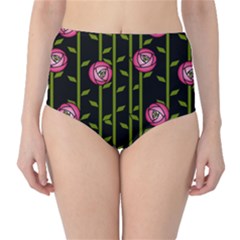 Abstract Rose Garden Classic High-waist Bikini Bottoms