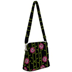 Abstract Rose Garden Zipper Messenger Bag