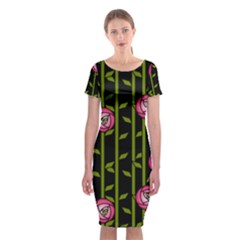 Abstract Rose Garden Classic Short Sleeve Midi Dress