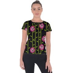 Abstract Rose Garden Short Sleeve Sports Top 