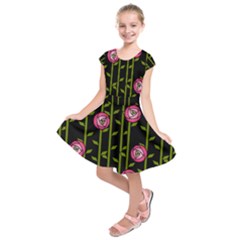 Abstract Rose Garden Kids  Short Sleeve Dress