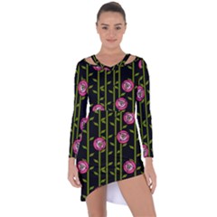 Abstract Rose Garden Asymmetric Cut-out Shift Dress