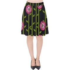 Abstract Rose Garden Velvet High Waist Skirt