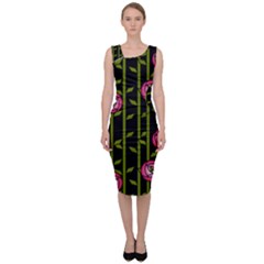 Abstract Rose Garden Sleeveless Pencil Dress