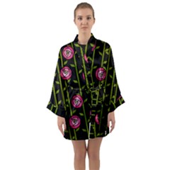 Abstract Rose Garden Long Sleeve Kimono Robe