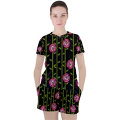 Abstract Rose Garden Women s Tee And Shorts Set