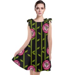 Abstract Rose Garden Tie Up Tunic Dress