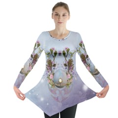 Easter Egg With Flowers Long Sleeve Tunic  by FantasyWorld7