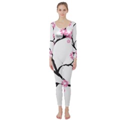 Blossoms Branch Cherry Floral Long Sleeve Catsuit