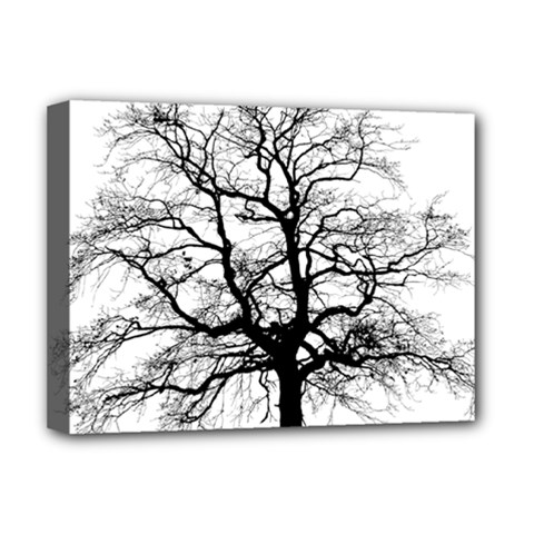 Tree Silhouette Winter Plant Deluxe Canvas 16  x 12  (Stretched) 