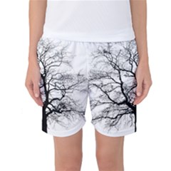 Tree Silhouette Winter Plant Women s Basketball Shorts