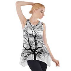 Tree Silhouette Winter Plant Side Drop Tank Tunic