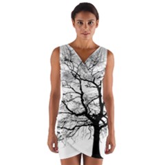 Tree Silhouette Winter Plant Wrap Front Bodycon Dress