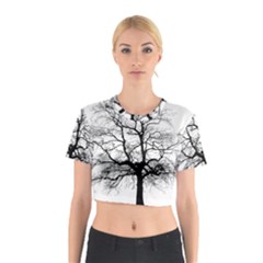 Tree Silhouette Winter Plant Cotton Crop Top