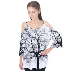 Tree Silhouette Winter Plant Flutter Tees