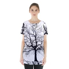 Tree Silhouette Winter Plant Skirt Hem Sports Top