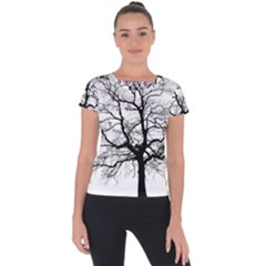 Tree Silhouette Winter Plant Short Sleeve Sports Top 