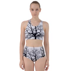 Tree Silhouette Winter Plant Racer Back Bikini Set