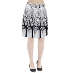 Tree Silhouette Winter Plant Pleated Skirt