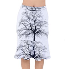 Tree Silhouette Winter Plant Mermaid Skirt