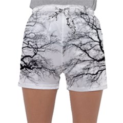 Tree Silhouette Winter Plant Sleepwear Shorts