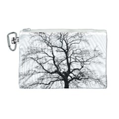 Tree Silhouette Winter Plant Canvas Cosmetic Bag (Large)