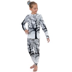 Tree Silhouette Winter Plant Kids  Long Sleeve Set 