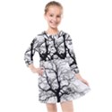 Tree Silhouette Winter Plant Kids  Quarter Sleeve Shirt Dress View1