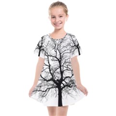 Tree Silhouette Winter Plant Kids  Smock Dress