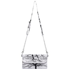 Tree Silhouette Winter Plant Mini Crossbody Handbag