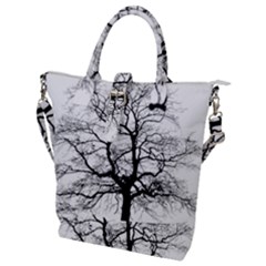 Tree Silhouette Winter Plant Buckle Top Tote Bag