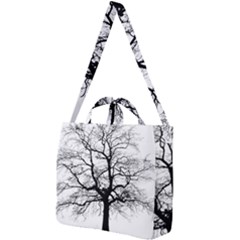 Tree Silhouette Winter Plant Square Shoulder Tote Bag