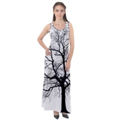 Tree Silhouette Winter Plant Sleeveless Velour Maxi Dress