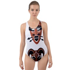 Tribal Masks African Culture Set Cut-out Back One Piece Swimsuit by Pakrebo