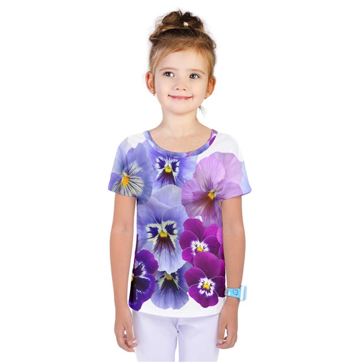 Pansy Isolated Violet Nature Kids  One Piece Tee