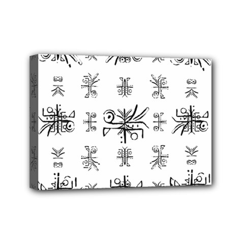 Black And White Ethnic Design Print Mini Canvas 7  X 5  (stretched) by dflcprintsclothing